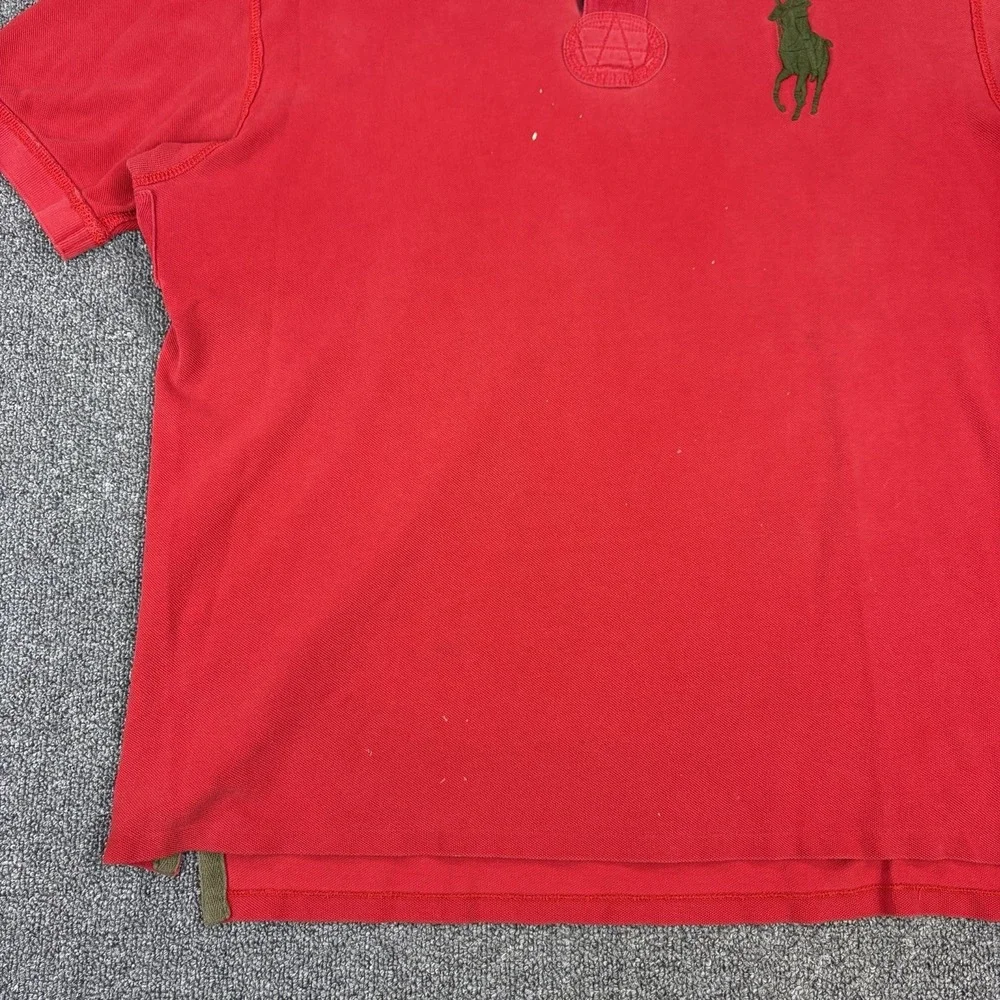 POLO by Ralph Lauren Big Pony‎ Snap Button Rugby Polo Shirt Size XL Red Vented